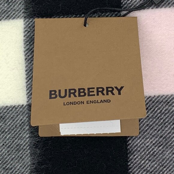 Burberry Pink Check Cashmere Fringe Scarf - Picture 8 of 9